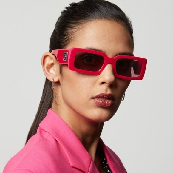 NEW D&G DG4416 33794Z Metallic Pink Mirror Silver Rectangle Women Sunglasses - Picture 1 of 12